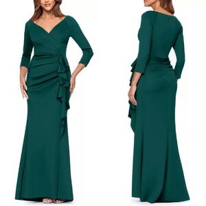 XSCAPE EVENINGS
RUCHED SIDE DRESS greem Gown size 10P Petite